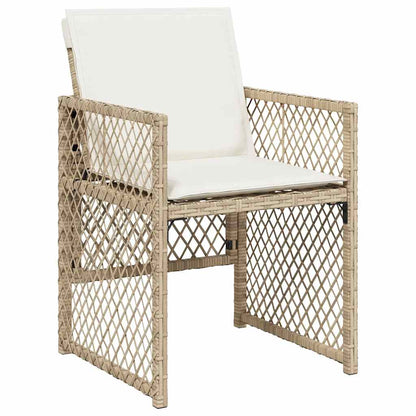 5-tlg. Garten-Essgruppe mit Kissen Beige Poly Rattan