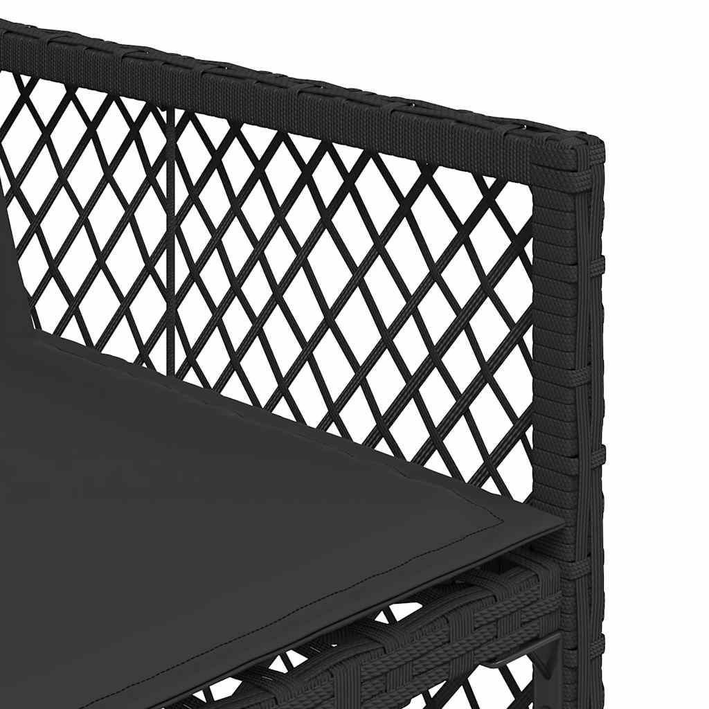 11-tlg. Garten-Essgruppe mit Kissen Schwarz Poly Rattan