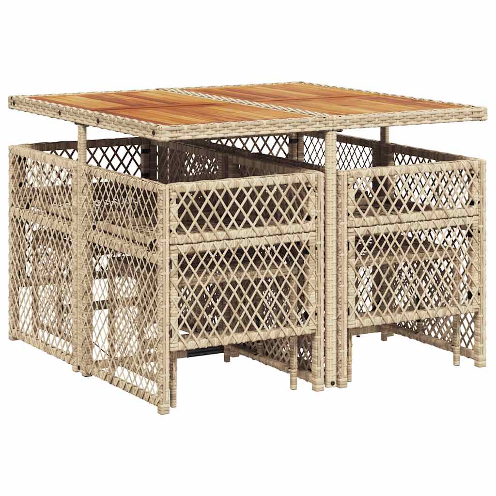 9-tlg. Garten-Essgruppe mit Kissen Beige Poly Rattan