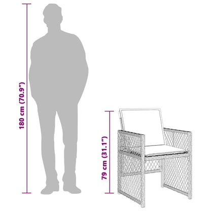 9-tlg. Garten-Essgruppe mit Kissen Braun Poly Rattan