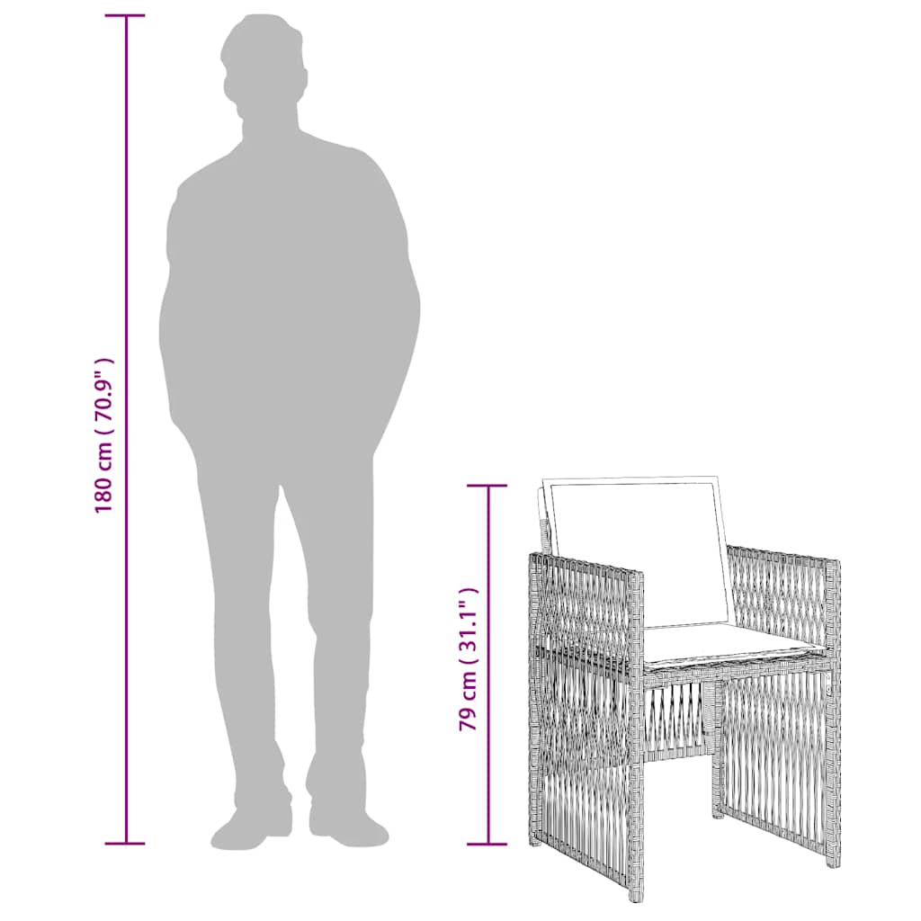 13-tlg. Garten-Essgruppe mit Kissen Hellgrau Poly Rattan