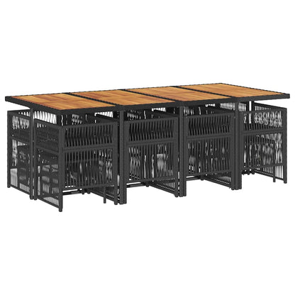 13-tlg. Garten-Essgruppe mit Kissen Schwarz Poly Rattan