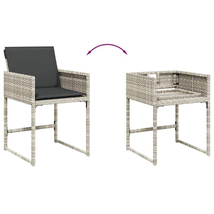 17-tlg. Garten-Essgruppe mit Kissen Hellgrau Poly Rattan