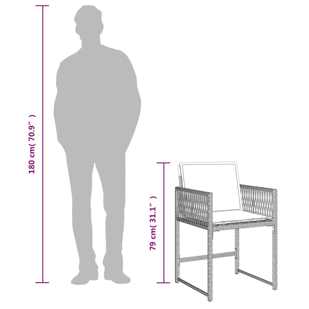5-tlg. Garten-Essgruppe mit Kissen Hellgrau Poly Rattan