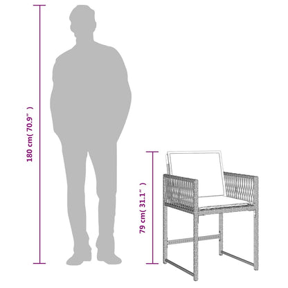 11-tlg. Garten-Essgruppe mit Kissen Hellgrau Poly Rattan