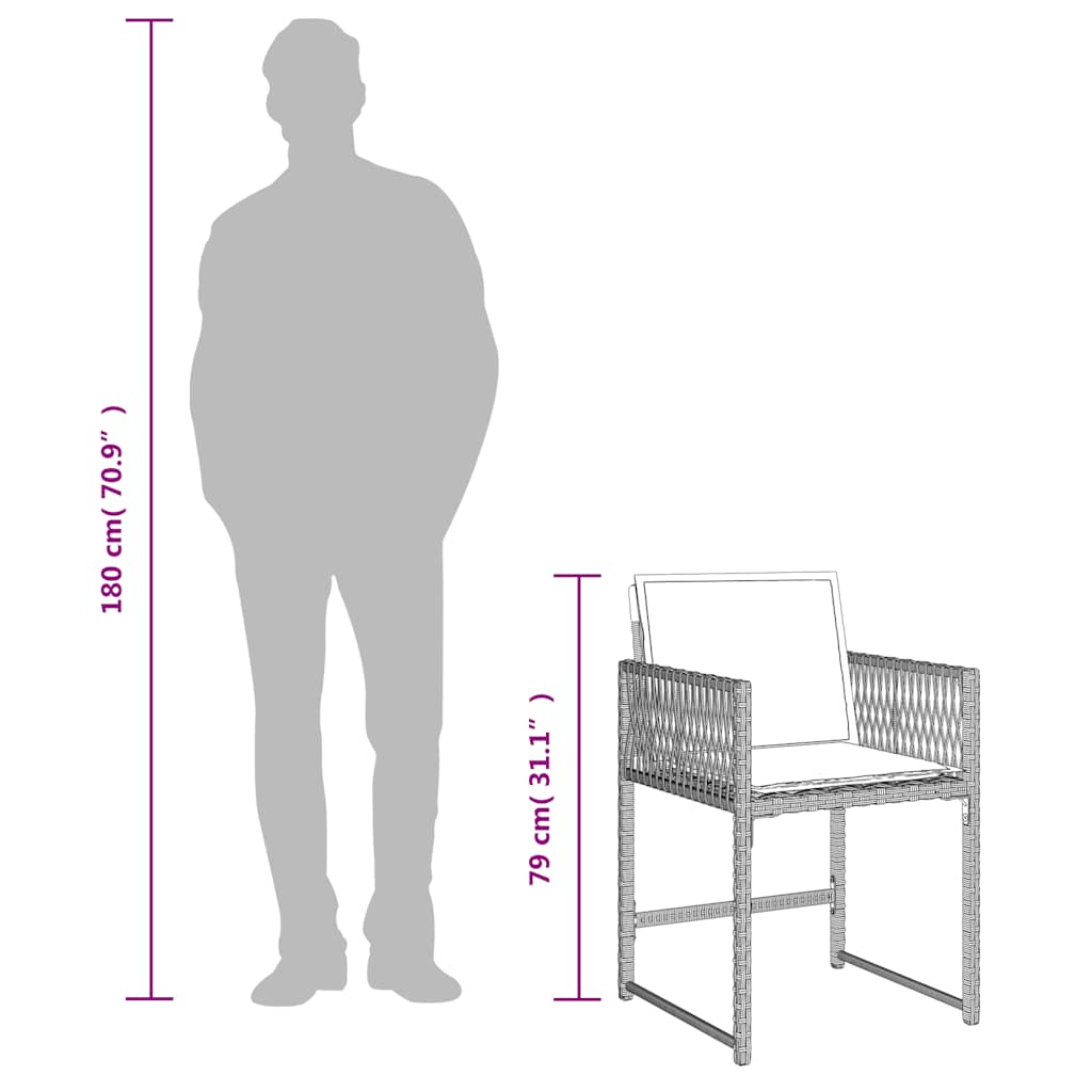 9-tlg. Garten-Essgruppe mit Kissen Hellgrau Poly Rattan