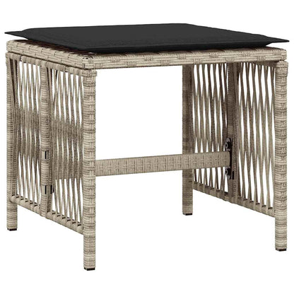 15-tlg. Garten-Essgruppe mit Kissen Hellgrau Poly Rattan