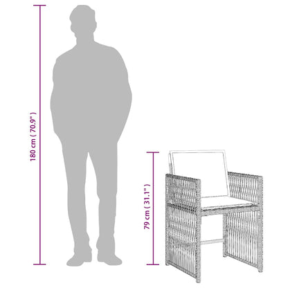 17-tlg. Garten-Essgruppe mit Kissen Hellgrau Poly Rattan