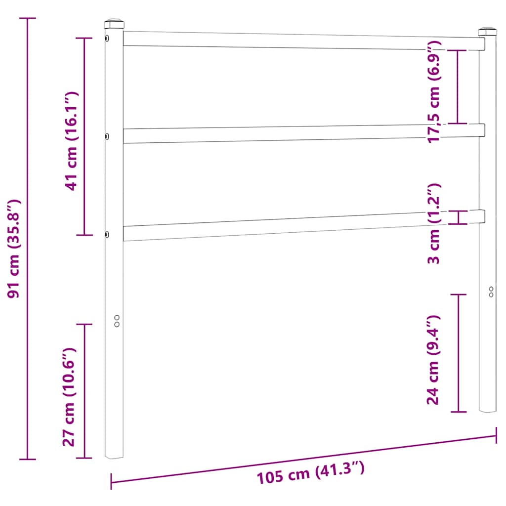 Ersatz-Kopfteil Metall Schwarz 100 cm