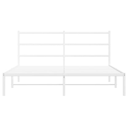 Bettgestell mit Kopfteil Metall Weiß 160x200 cm