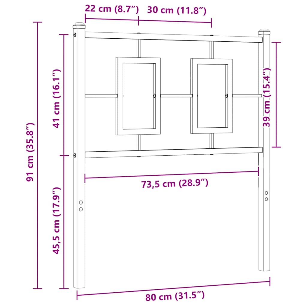 Ersatz-Kopfteil Metall Schwarz 75 cm
