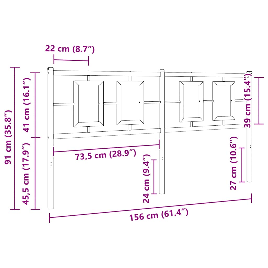 Ersatz-Kopfteil Metall Weiß 150 cm