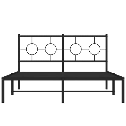 Bettgestell mit Kopfteil Metall Schwarz 140x190 cm