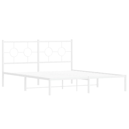 Bettgestell mit Kopfteil Metall Weiß 160x200 cm