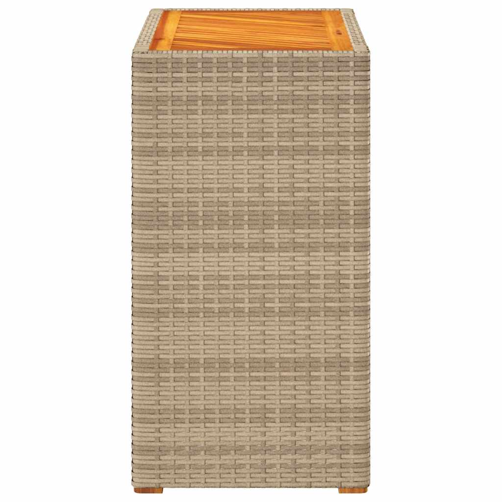 Garten-Beistelltisch mit Holzplatte Beige Poly Rattan