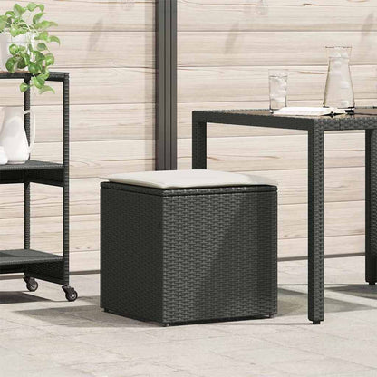 Kissenbox mit Speicher Schwarz 50 x 50 x 50 cm Poly-Rattan
