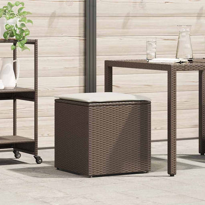 Kissenbox mit Speicher Braun 50 x 50 x 50 cm Poly-Rattan