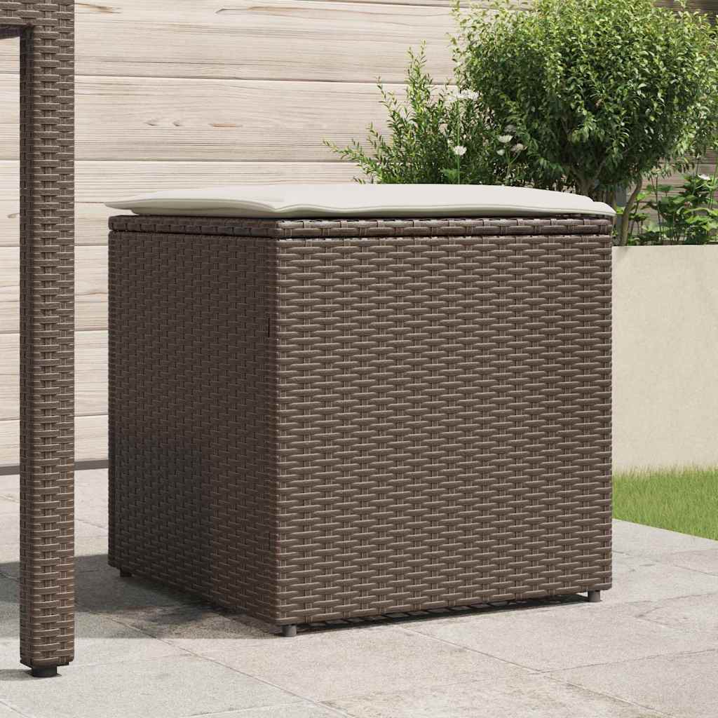 Kissenbox mit Speicher Braun 50 x 50 x 50 cm Poly-Rattan
