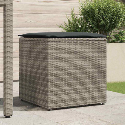 Kissenbox mit Speicher Grau 50 x 50 x 50 cm Poly-Rattan