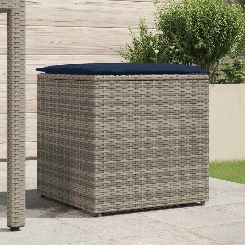 Kissenbox mit Speicher Grau 50 x 50 x 50 cm Poly-Rattan