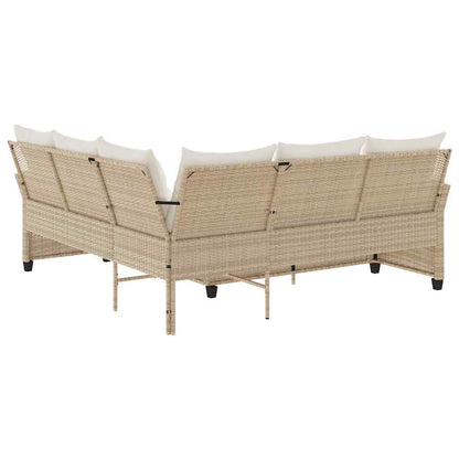 L-förmiges Couchsofa mit Kissen Beige Polyrattan