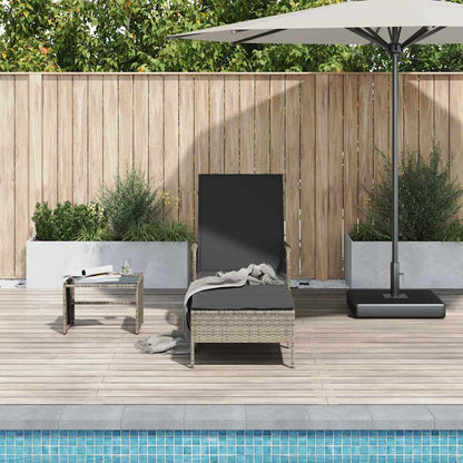 Sonnenliege Grau und Dunkelgrau 55 x 200 x 92 cm Poly-Rattan