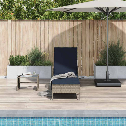 Sonnenliege Grau und Marineblau 55 x 200 x 92 cm Poly-Rattan