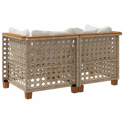Garten-Ecksofas mit Kissen 2 Stk. Beige Poly Rattan
