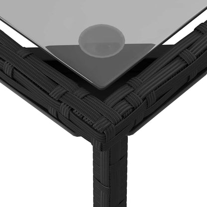 3-teiliges Gartensofa-Set mit Kissen, schwarzes Polyrattan