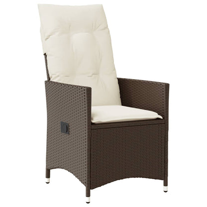 Gartensessel mit Kissen 2 Stk. Verstellbar Braun Poly Rattan