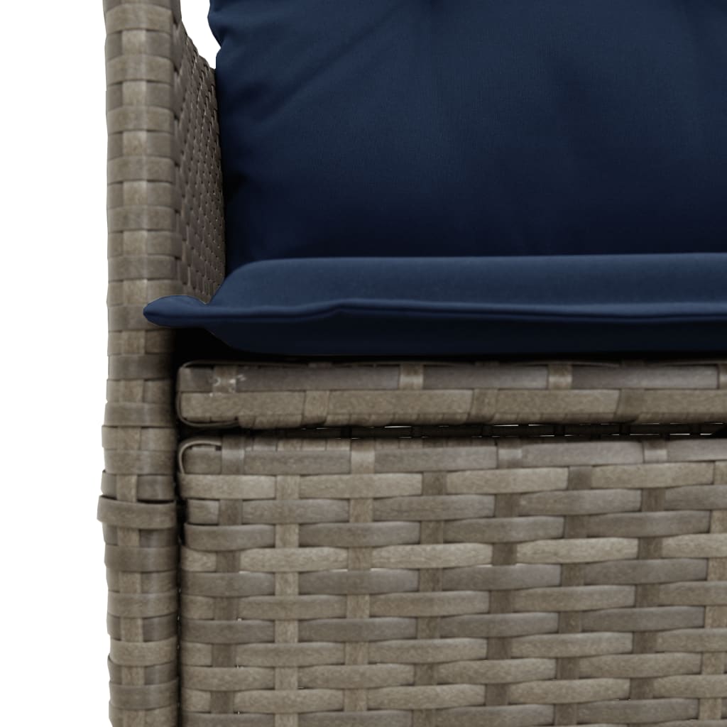 3-teiliges Bistro-Set mit Kissen Grau Poly Rattan