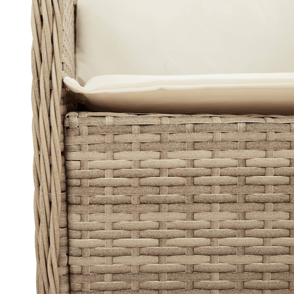 3-tlg. Garten-Essgruppe mit Kissen Beige Poly Rattan