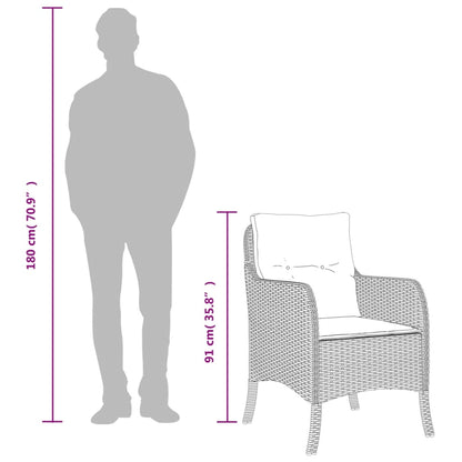 5-tlg. Garten-Essgruppe mit Kissen Hellgrau Poly Rattan