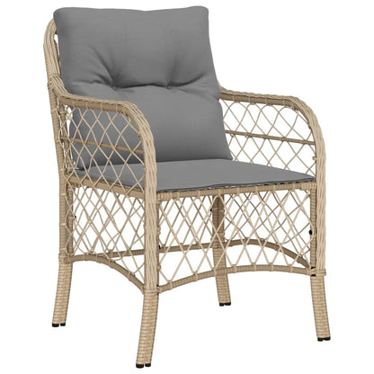 3-tlg. Bistro-Set mit Kissen Beigemischung Poly Rattan