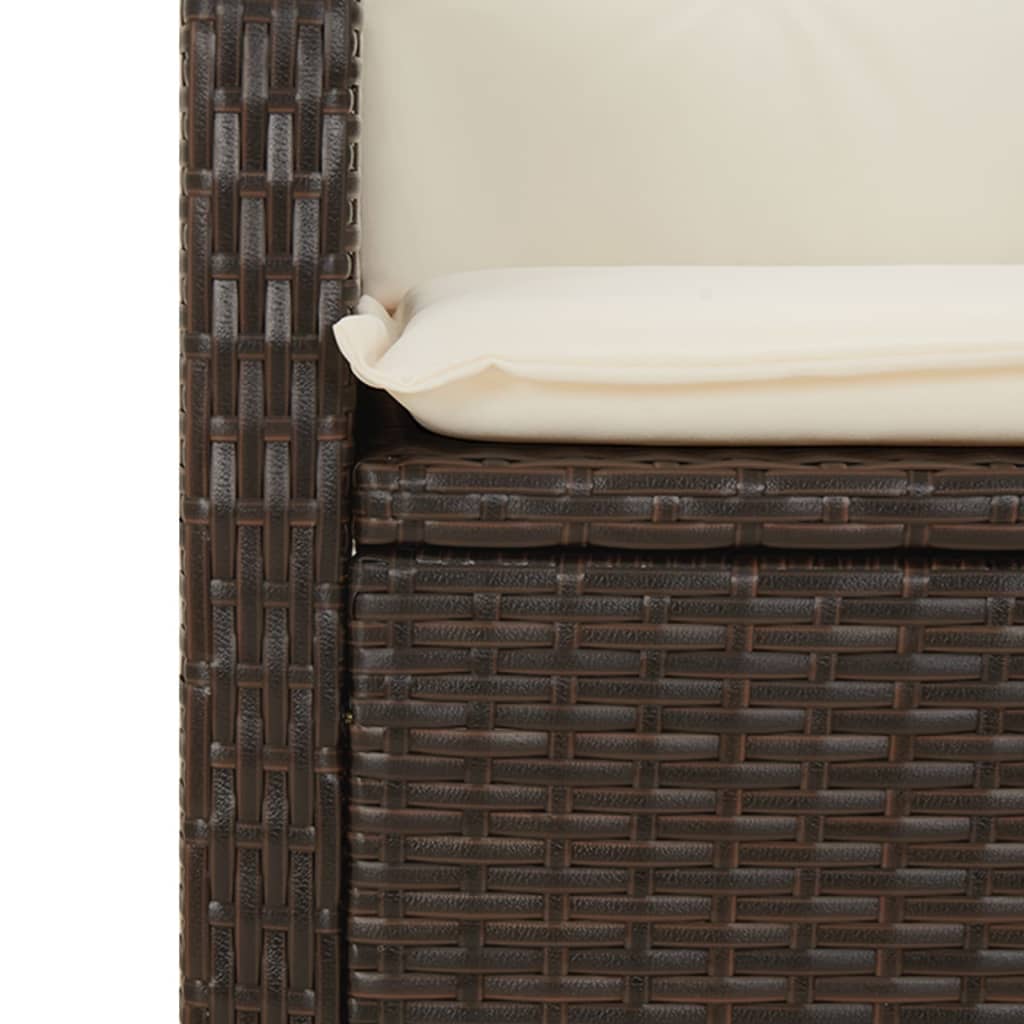 3-tlg. Garten-Essgruppe mit Kissen Braun Poly Rattan