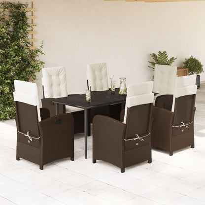 7-tlg. Garten-Essgruppe mit Kissen Braun Poly Rattan