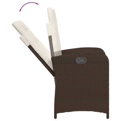 5-tlg. Garten-Essgruppe mit Kissen Braun Poly Rattan