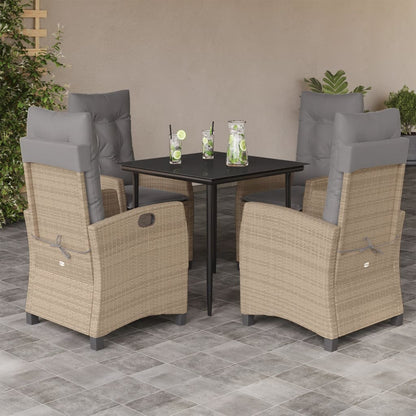 5-tlg. Garten-Essgruppe mit Kissen Beigemischung Poly Rattan