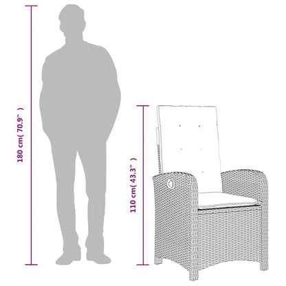 9-tlg. Garten-Essgruppe mit Kissen Braun Poly Rattan