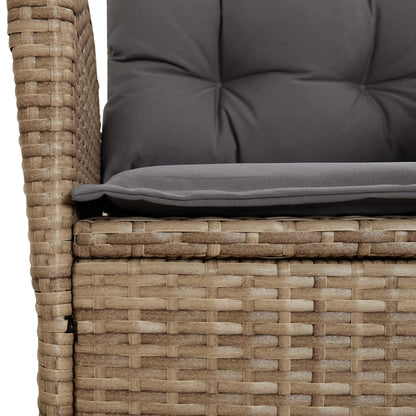 7-tlg. Garten-Essgruppe mit Kissen Beige Poly Rattan