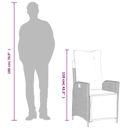 5-tlg. Garten-Essgruppe mit Kissen Braun Poly Rattan