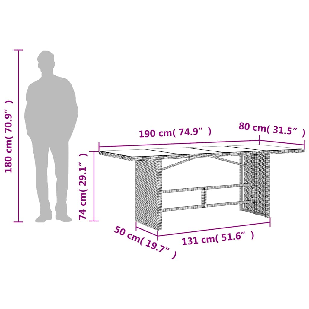 9-tlg. Garten-Essgruppe mit Kissen Grau Poly Rattan