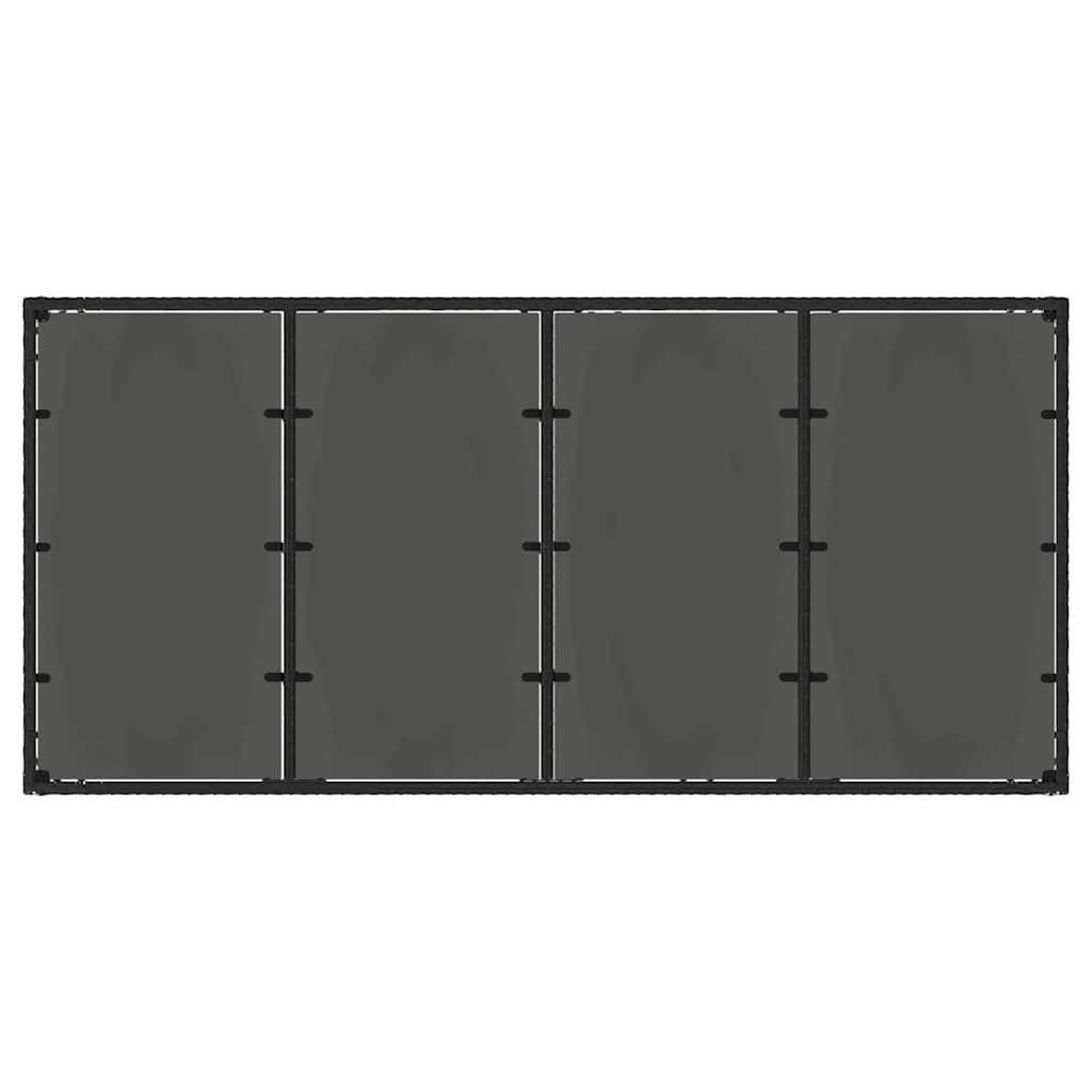 Gartentisch mit Glasplatte Schwarz 190x90x75 cm Poly Rattan