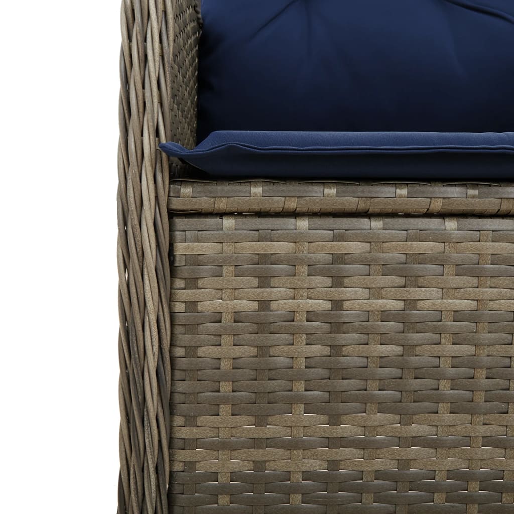 Gartensessel Verstellbar mit Kissen Grau Poly Rattan