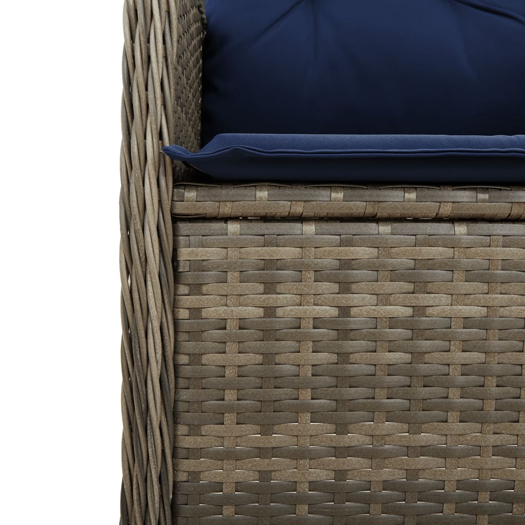 Gartenstühle Verstellbar 2 Stk. mit Tisch Grau Poly Rattan