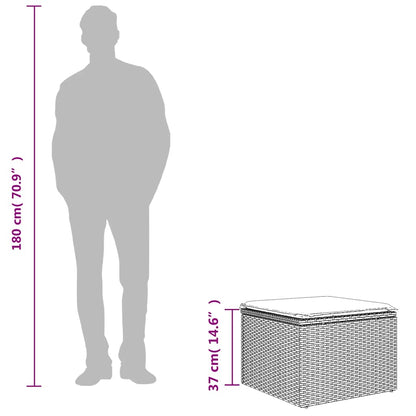 Gartenhocker mit Kissen Schwarz 55x55x37 cm Poly Rattan