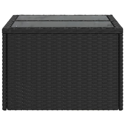 Gartentisch mit Glasplatte Schwarz 55 x 55 x 37 cm Poly Rattan