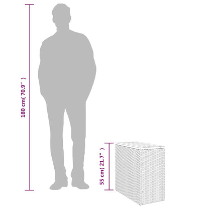 Garten-Beistelltisch mit Holzplatte Schwarz 58x27,5x55 cm Poly Rattan