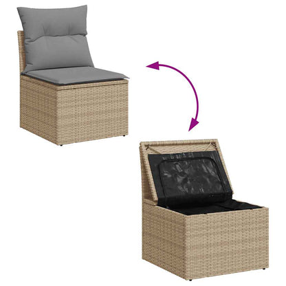 Gartensessel ohne Armlehnen mit Kissen Beige Poly Rattan