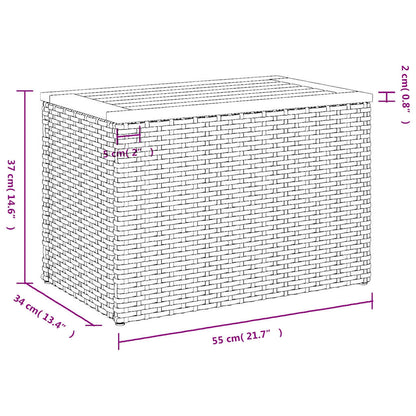 Garten-Beistelltische 2 Stk. Grau 55x34x37cm Poly Rattan Holz